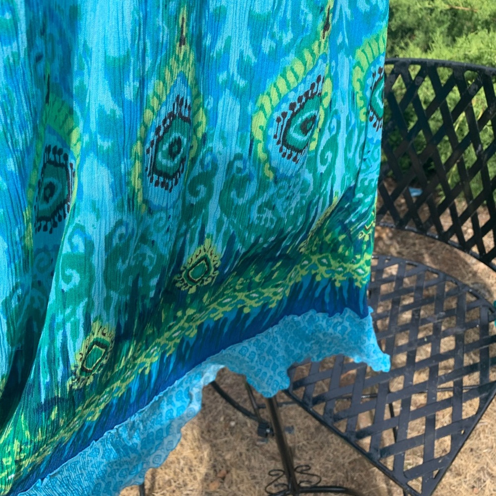Bohemian Blue and Green Sleeveless Dress - Picture 4 of 7